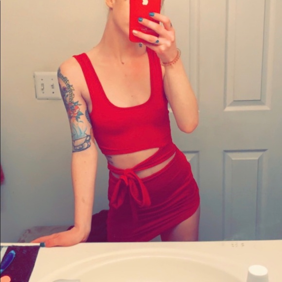 Dresses & Skirts - Cutout red mini dress